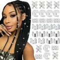 30pcs silver metal hair rings and dreadlock clips set with model style display - 30 Pieces / Silver