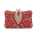 Elegante rote Abendtasche mit funkelnden Kristallblumen für Damen Abendkleid - Rot