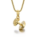 Polished gold dumbbell pendant on a box chain made of durable stainless steel - Dumbbell (KP52557)