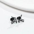 Minimalist matte black hollow swallow bird stud earrings in stainless steel for women - Black
