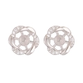 S925 Sterling Silber Hohlblüten Ohrstecker mit Zirkonia und gedrehter Seilstruktur Details - Silber (10x10mm)