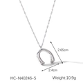 Collana in acciaio argento con ciondolo a ferro di cavallo a U e misure dettagliate - Pendaglio a Ferro di Cavallo Argento (HC-N40246-S) / Argento