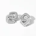 Orecchini di perle quadrati a doppio strato in argento con trama metallica ritorta - Stile Quadrato a Doppio Strato (D2893) / Argento