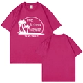 Rose red retirement t-shirt with 5 O'Clock Everywhere print and palm tree graphic - S / Rose Red