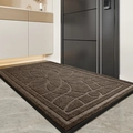 Brown polypropylene entrance doormat with floral geometric pattern and rubber backing - Mandala-Rice Brown (Rubber Bottom)