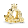 Golden pumpkin carriage charm with crown and sparkling crystals for charm bracelets - 010-Pumpkin Carriage
