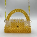 Handmade gradient yellow beaded crossbody bag with handle and long shoulder strap - Gradient Yellow