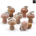 Mini 2cm reddish-brown natural crystal mushroom pendants with silver metal loops - Snowflake Agate (Single Piece)