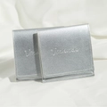 Metallic silver PU leather pouch with drawstring flap for jewelry and earphone storage - Silver
