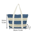 Blau-weiß gestreifte Stroh-Tragetasche mit Canvas-Griffen und großem Fassungsvermögen für Strand - 43cmx15cmx31cm / Blau