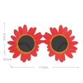 Funny sunflower party sunglasses in red finish with detailed size measurements - Daisy Red
