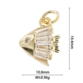 Detailed size and weight view of a gold-plated fish pendant with clear crystal inlays - Fish Pendant (DZ-1751)