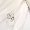 French vintage style silver stainless steel ring with intertwined geometric lines - Silver Tone Woven Cross