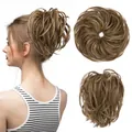 Messy bun hair piece in brown with blonde highlights for voluminous updo hairstyles - Light Brown Mixed
