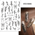 Adesivi per unghie con fiocchi francesi e farfalle di bambù nero modello STZ-X045 - STZ-X045 Farfalla nera Bambù