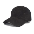 Close-up of black fuzzy baseball cap with silver glitter threads for winter warmth - M (56-58cm) / Black (With Glitter)