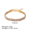 Double-row 18K gold plated stainless steel bracelet with sparkling zircons and pearls - Faux Pearl and Zirconia Style (NB-B1130-14)