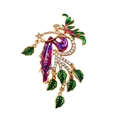 Elegant phoenix brooch with red and purple enamel finish and sparkling rhinestones - Phoenix Shape Enamel Style (HC0590)