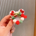 Fermaglio natalizio per capelli con paillettes, pompon morbidi e fiocco verde per bimba - Pompom Orecchie Rotonde dei Cartoni Animati