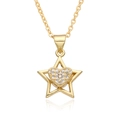 Macro shot of gold star necklace with heart-shaped micro-pave cubic zirconia inlay - Star Heart Style (F089)