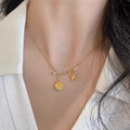Golden starfish and shell pendant necklace on a ball chain with sparkling crystal accent - Starfish Shell Necklace / Gold