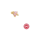 Pink heart planet screw back stud earrings in gold plated S925 sterling silver - Heart Saturn Style (5547009114660)