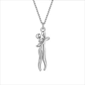 Macro shot of silver abstract hug pendant necklace with detailed metallic texture - Small (2.6cm) / Silver + Silver