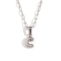 Silver stainless steel paperclip chain necklace featuring a minimalist letter C pendant - Silver-C