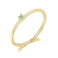 Detailed close-up of a minimalist 18K gold S925 silver ring with light blue gemstone - US 5 / Light Gold + Light Blue Stone