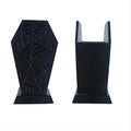Gothic black coffin makeup brush holder with 3D spider web relief for vanity decor - Spider Pattern / Black