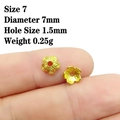 Detailed size view of 7mm hollow gold flower spacer bead for DIY jewelry making - No.7 (Dia 7mm/Hole 1.5mm)