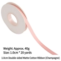 Champagne 1.0cm matte cotton ribbon for gift wrapping and floral decoration, 20 yards spool - Double-sided Matte Cotton / 1.0cm Wide * 20 Yards / Champagne