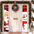 Christmas Santa and Snowman porch banners set for outdoor holiday door decorations - Santa Claus Snowman Style (A-S24)