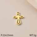 18K gold hollow cross pendant in stainless steel vintage style size 22x15mm - Hollow Cross Style(KLJ7082-Z)