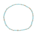 Bracciale di perline azzurre con accenti dorati su fondo bianco per uno stile minimalista - Blu Pallido/Perline Dorate