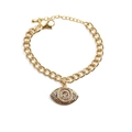 Vergoldetes Evil-Eye-Kettenarmband mit bunten Zirkoniasteinen und feinen Details - Mikro-Zirkonia Schützendes Auge mit bunten Steinen