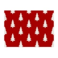 Christmas cotton linen place mat with white pine trees on a vibrant red background - Regular Linen Style / Red Background White Tree Silhouette