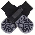 Waterproof non-slip pet socks in black and grey knit with silicone grip dots for dogs - Black Caterpillar-shaped Adhesive Coating [opp Bag Packaging] / XS