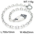 Silver punk pants chain featuring dragon head clasp and heavy 700x10mm metal links - Style B Dragon Buckle (70cm)