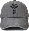 Grey washed cotton baseball cap with black giraffe embroidery in a minimalist design - One Size / Gray