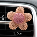 Pink and champagne crystal flower car vent clip freshener with shiny rhinestones - Champagne Flowers