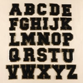 Black chenille letter patches with gold glitter border A-Z embroidery set - Black Single Letter (Note)