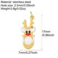 Golden stainless steel reindeer pendant for Christmas DIY jewelry with size and weight specs - Fawn (G19)