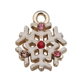 Ciondolo a fiocco di neve in smalto bianco su base dorata con strass colorati - Fiocco di Neve con Strass (12524) / 1 pezzo (13x16mm) / Bianco Rosso Oro