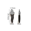 3D red chili pepper pendant in stainless steel with detailed size measurements - Silver-Black