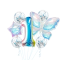 Detailed set of gradient butterfly and number 1 foil balloons with confetti balloons - Colorful Butterfly Set 1