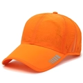 Breathable orange sports baseball cap with reflective stripes and mesh side panels - Orange