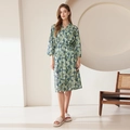 Peignoir pour femme avec imprimé feuilles de palmier tropical et ceinture ajustable - M / Style Femme / Vert