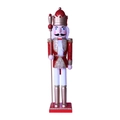 62cm Red and gold glitter wooden nutcracker king soldier with scepter and crown - Gold and Red Sequin Style