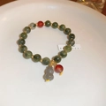 Green-Gourd Jade Elastic Bracelet